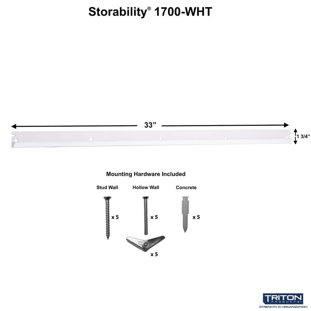 Storability 33 in . W Steel Track System Rail in White (1-Pack) - Hercitys