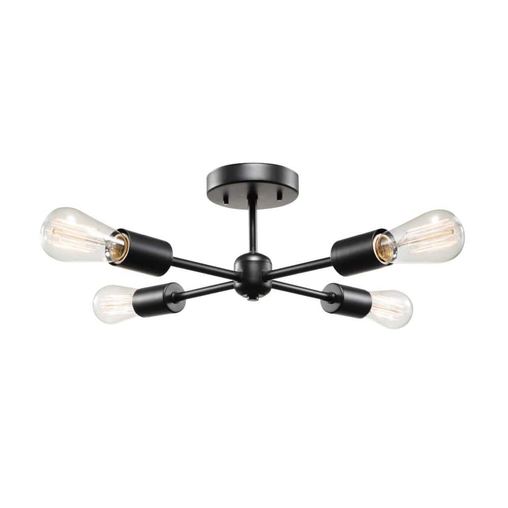 Vane 4-Light Matte Black Flush Mount Ceiling Light - Hercitys