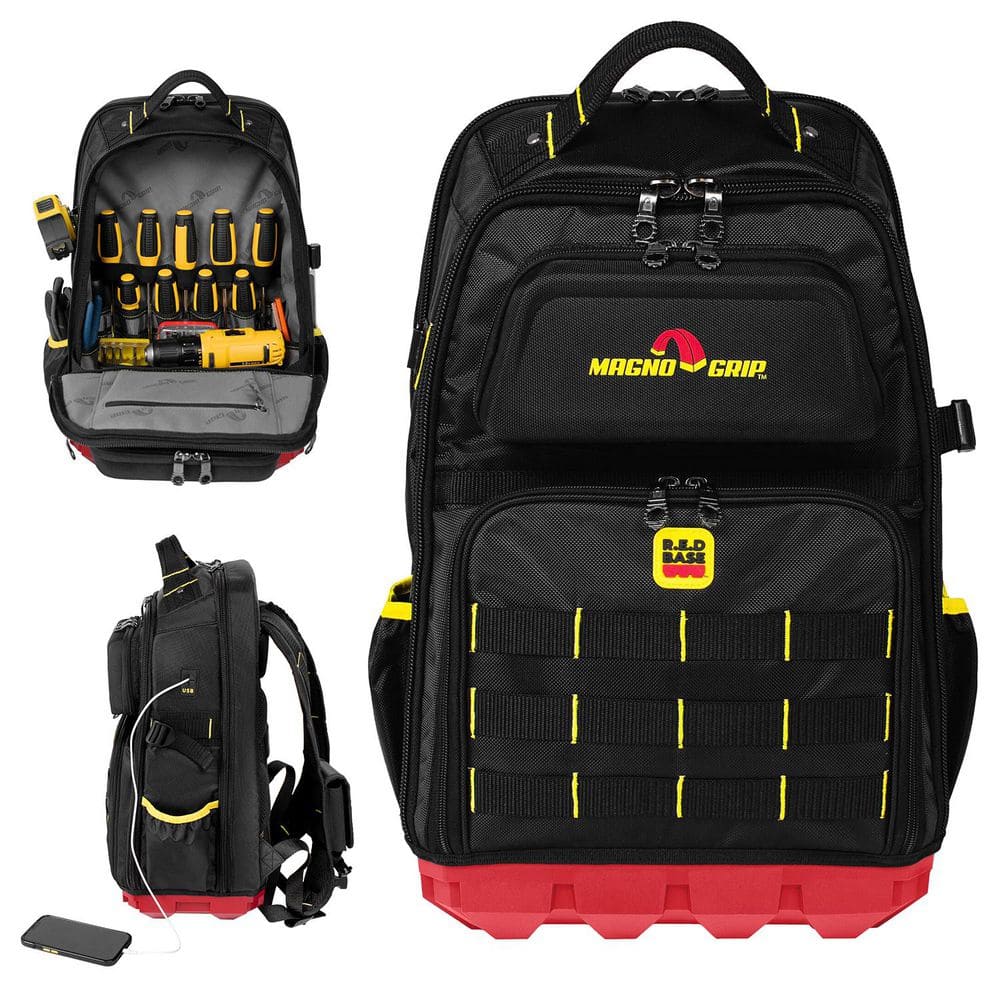 RED Base Series 13.5 in. 41-Pocket Contractor’s Backpack, 7 Loops, Hardshell-Pocket and Adjustable Shoulder Straps - Hercitys