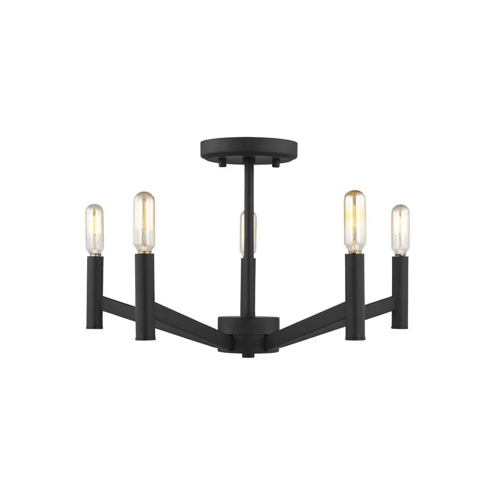 Vector 18 in. 5-Light Midnight Black Semi-Flush Mount - Hercitys