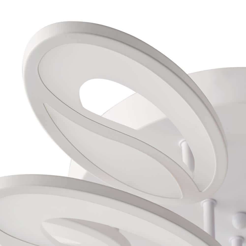 Modern 37.79 in. Petals White Oversized Acrylic Dimmable LED Flush Mount Flower Ceiling Light with Remote - Hercitys