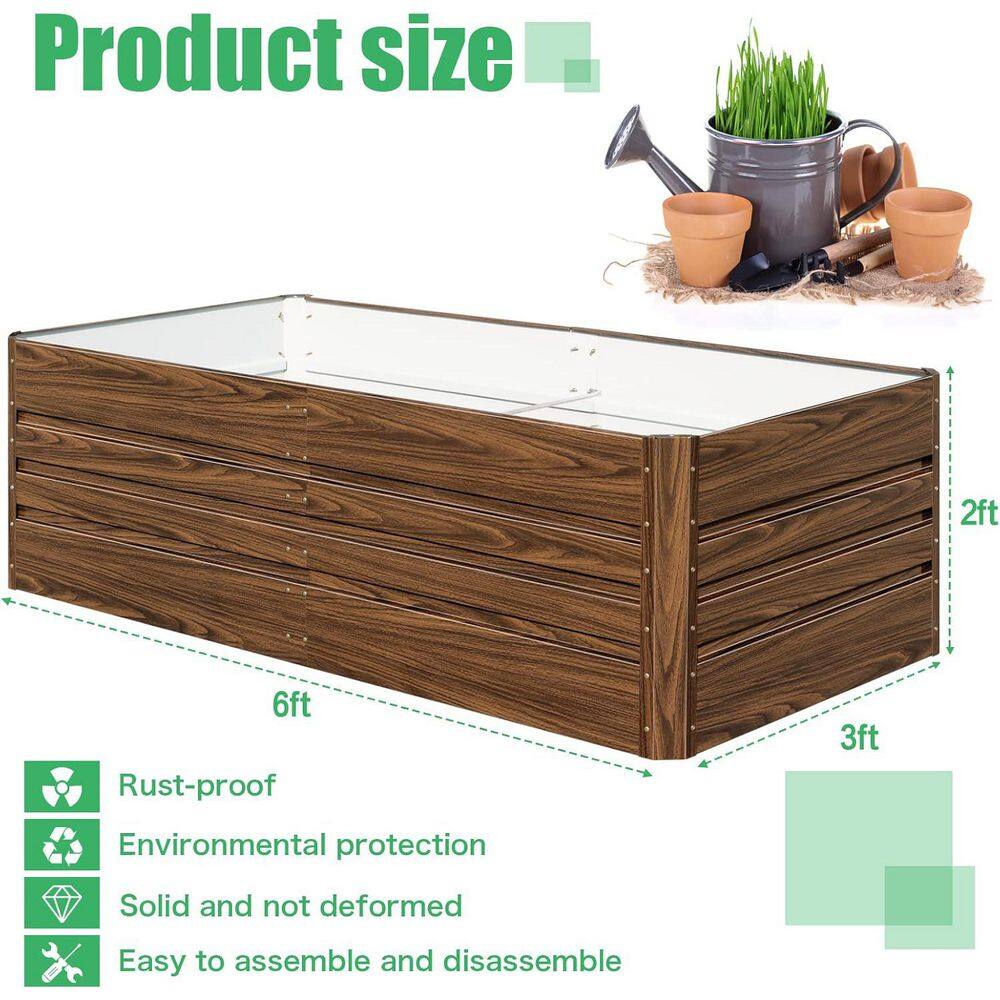 Galvanized Raised Garden Bed 72in. L x 36in. W x 24in. H Bottomless Design Metal Planter Box for Vegetables Flowers - Hercitys