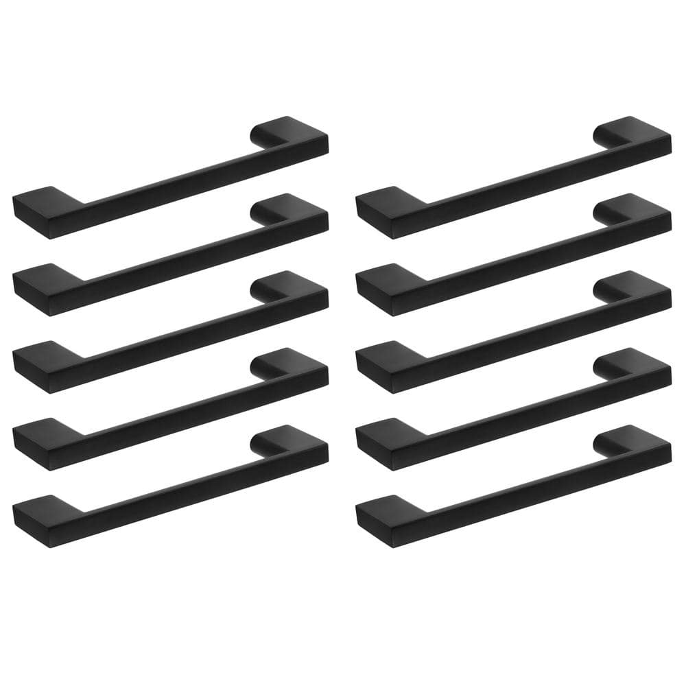 Caster Drawer Pull 3-3/4-In Center to Center(96mm) in center center Matte Black, Pull Cabinet Backplate 10-Pack - Hercitys