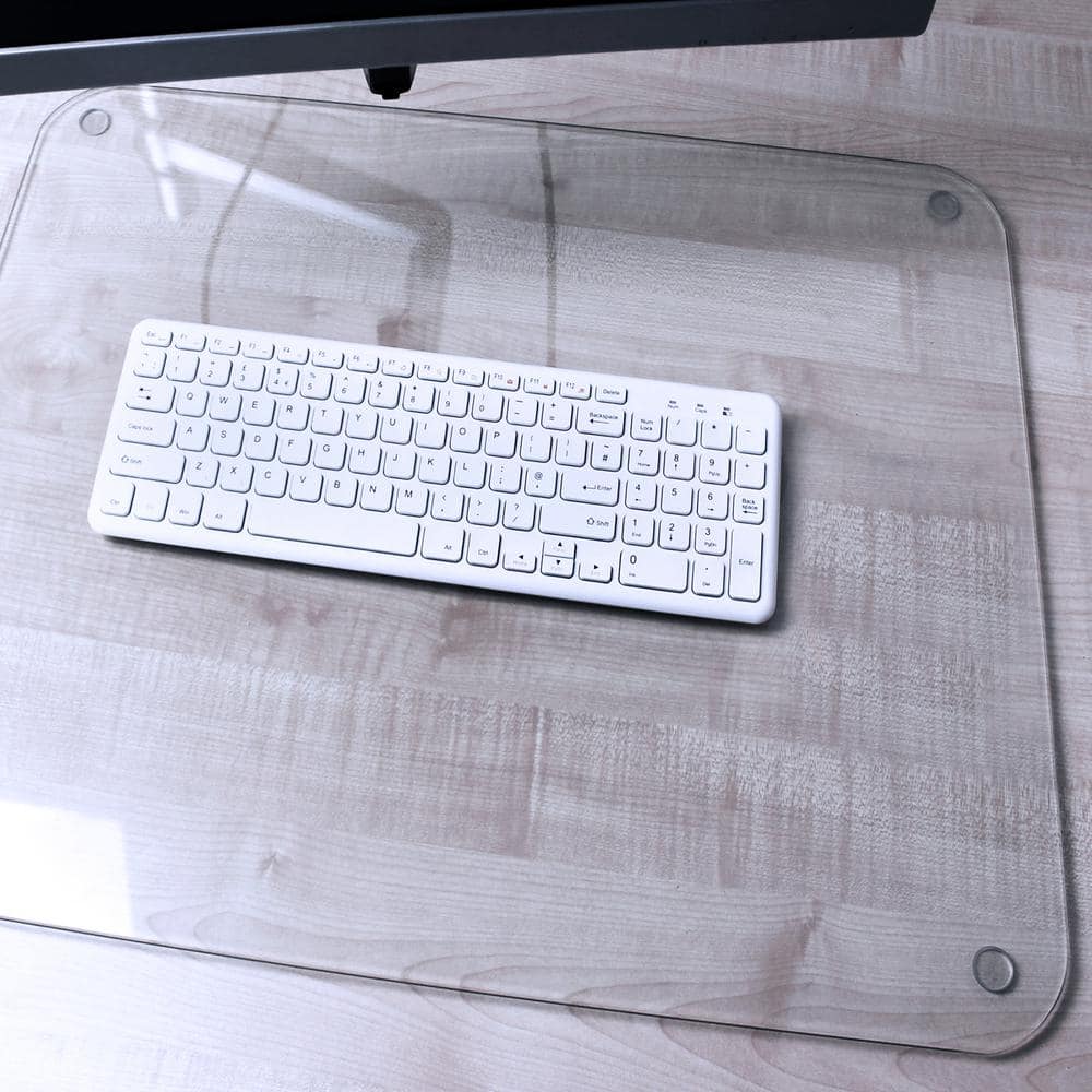 Glaciermat 20 in. x 36 in. Rectangular Clear Glass Desk Pad - Hercitys