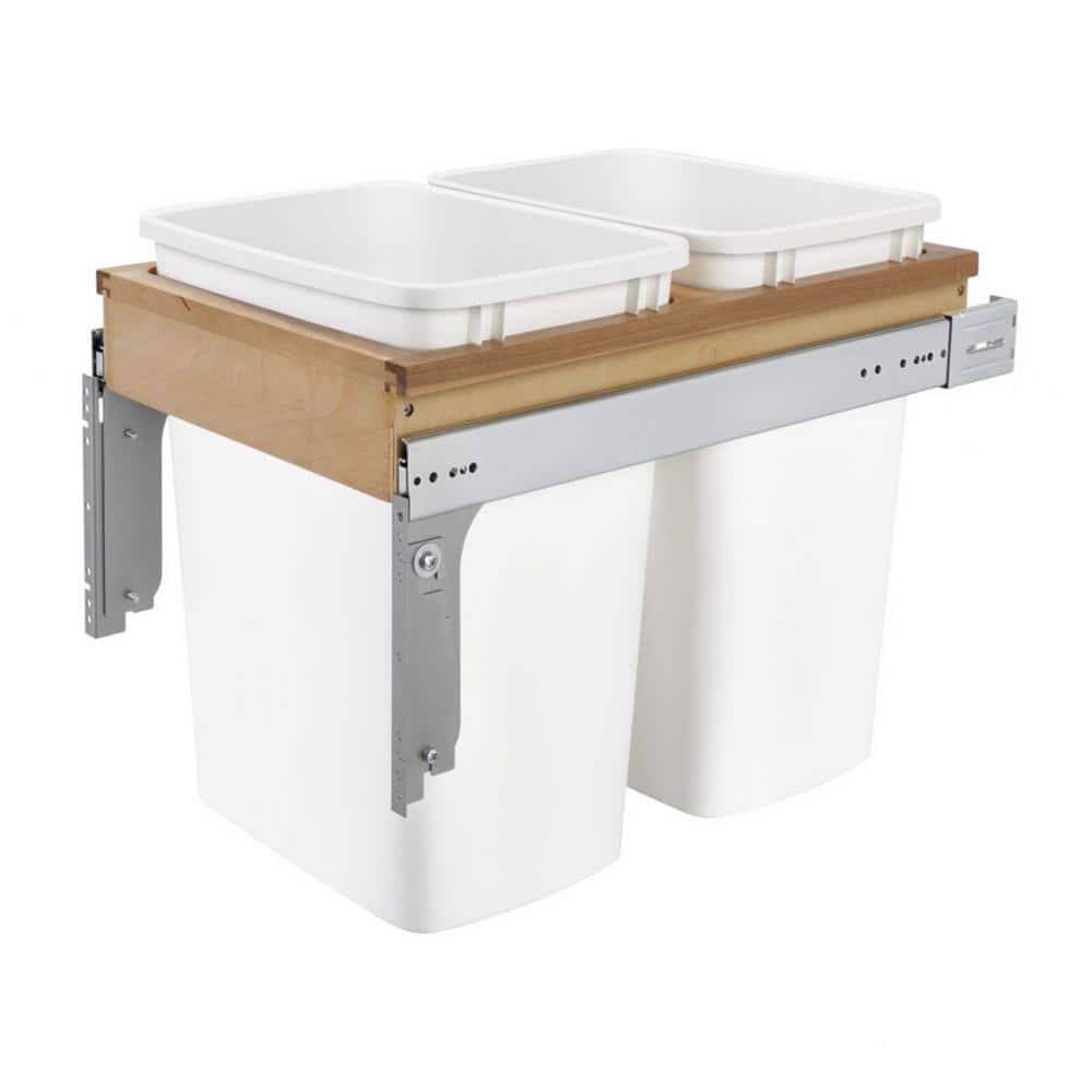 White 16.5 in. W Double 50 qt. Pull Out Top Mount Container, Full Hgt Cabinet - Hercitys