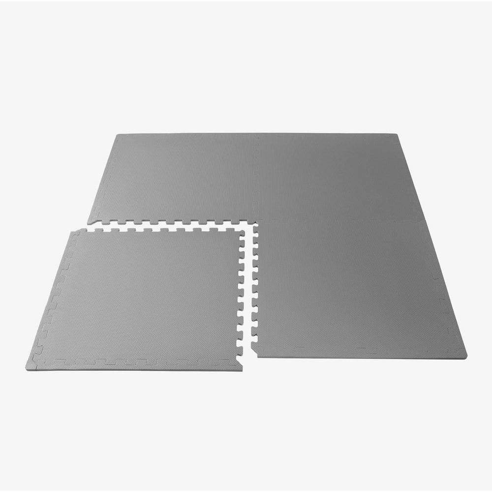 Light Gray 24 in. W x 24 in. L x 3/8 in. T Interlocking Foam Gym Flooring Mat (6 Tiles/Pack) (24 sq. ft. ) - Hercitys