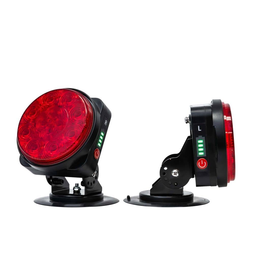 Wireless Trailer Tow Lights – Rechargeable, Pivot Base, Magnetic Suction Mount – 4 Pin Flat Trailer Connector - Hercitys