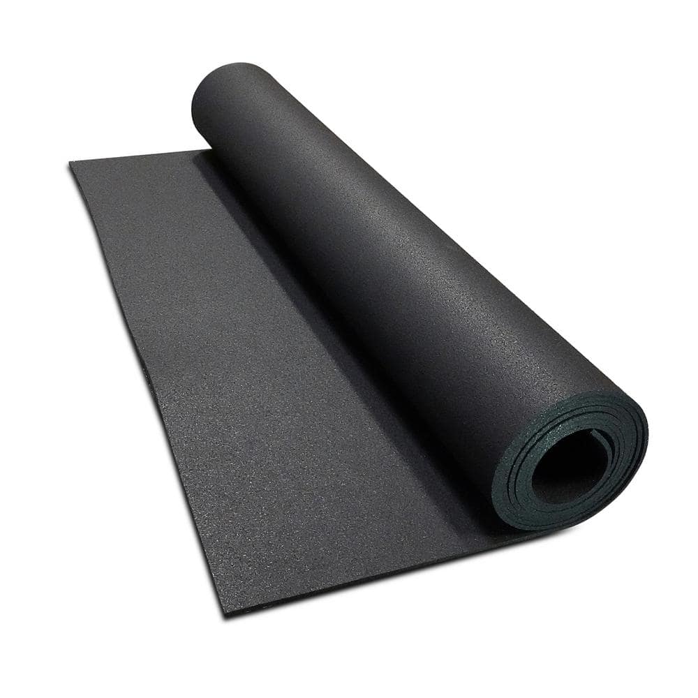 Isometric Black 48 in. W x 120 in. L x 0.25 in. T Rubber Gym/Weight Room Flooring Rolls (40 sq. ft.) - Hercitys