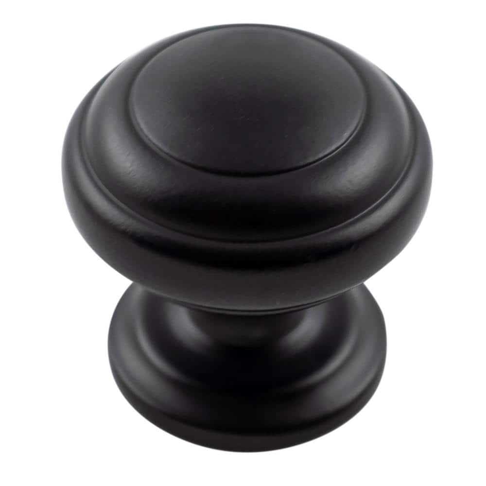 Zephyr Collection Knob 1-1/4 in. Diameter Matte Black Finish Modern Zinc Cabinet Knob (10-Pack) - Hercitys