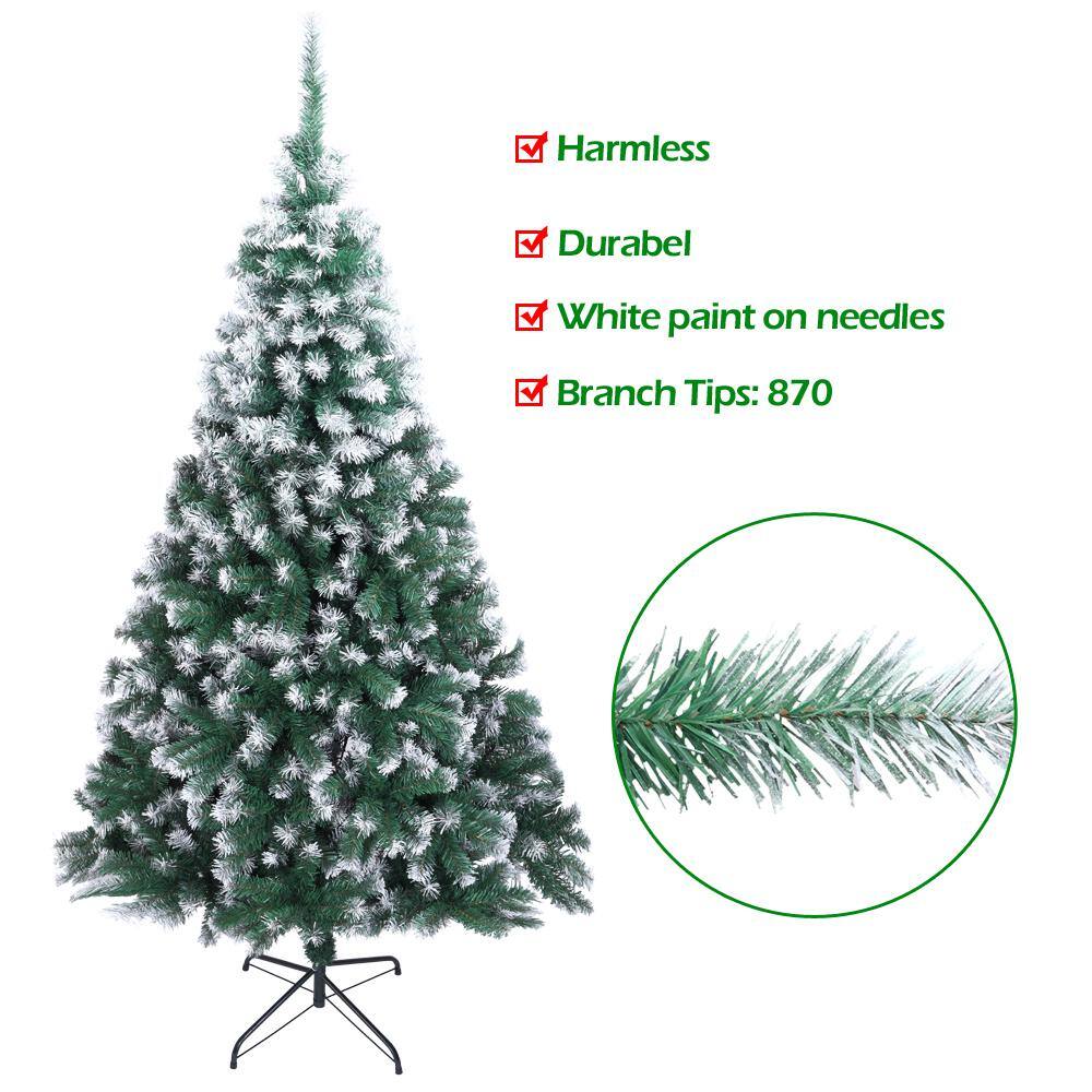 7 ft. Unlit Spray White Green Artificial Christmas Tree with 870 Tips - Hercitys