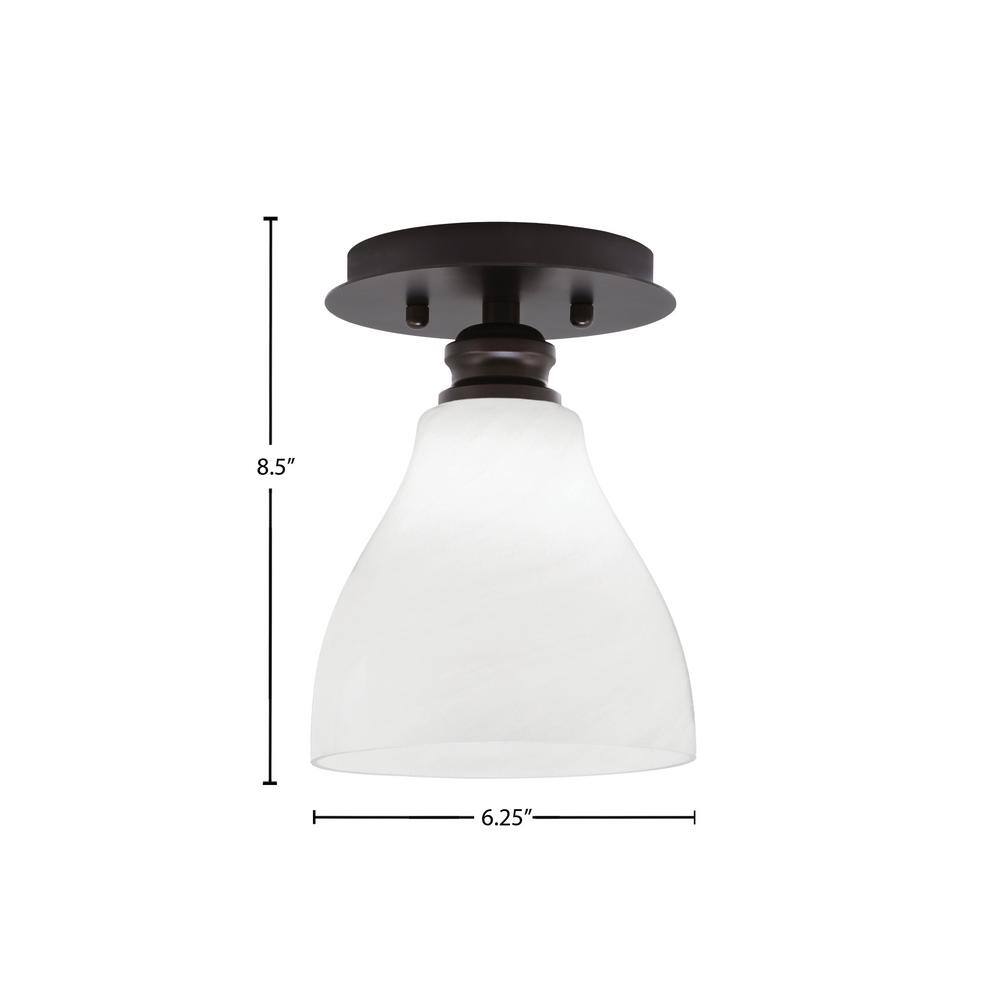 Albany 1-Light 6.25 in. Espresso Semi-Flush with White Marble Glass Shade - Hercitys