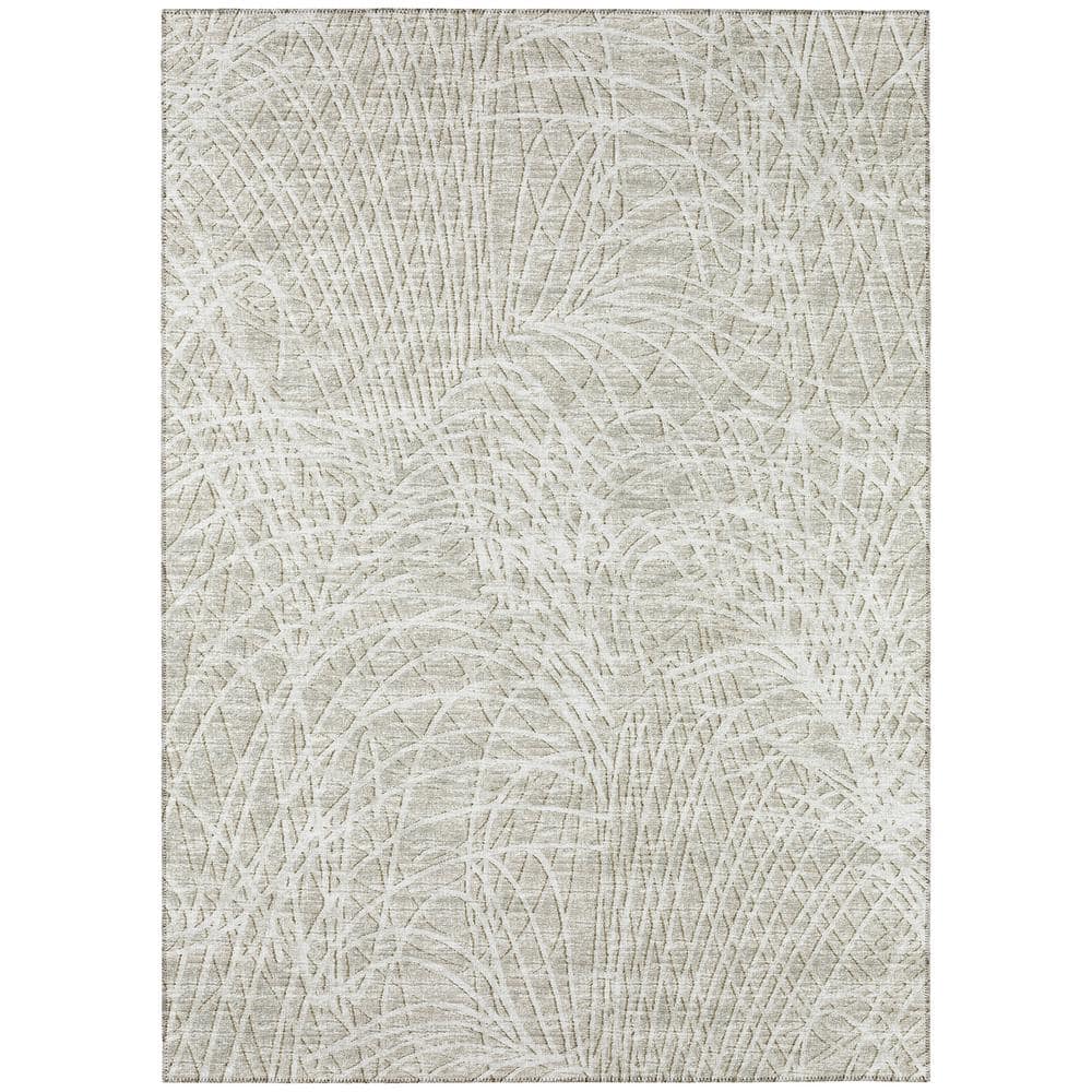 Rylee Beige 5 ft. x 7 ft. 6 in. Geometric Indoor/Outdoor Area Rug - Hercitys