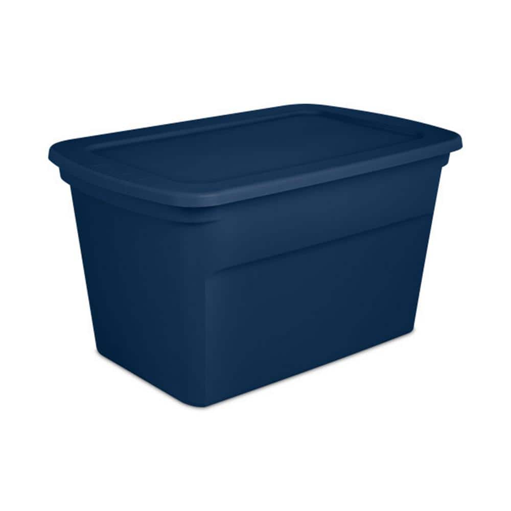 Classic Lidded Stackable 30 Gal Storage Tote Container, Blue (6-Pack) - Hercitys