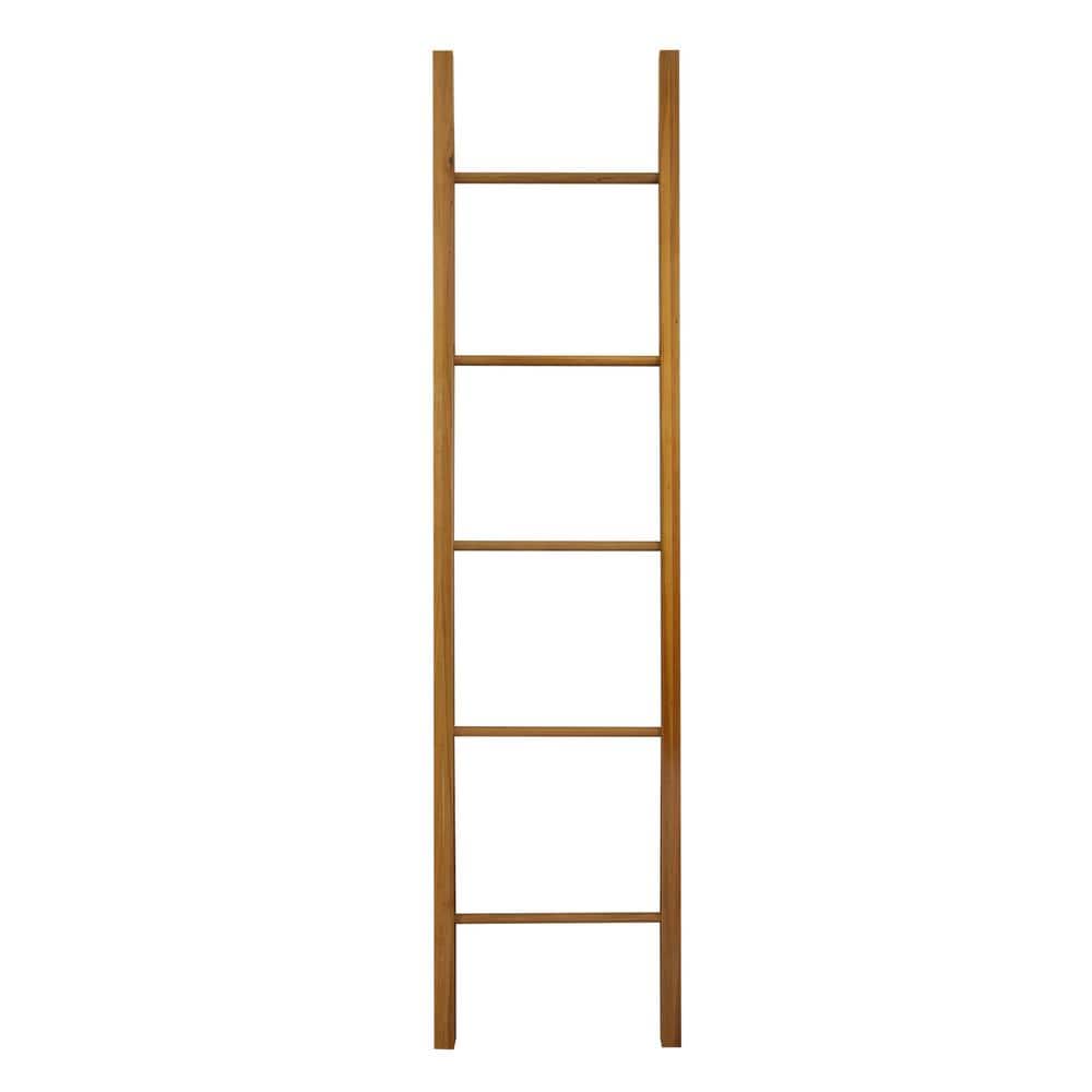 Natural 100% Solid American Cherry Decorative Ladder Shelving Unit (19 in. W x 1.75 in. D x 80 in. H) - Hercitys