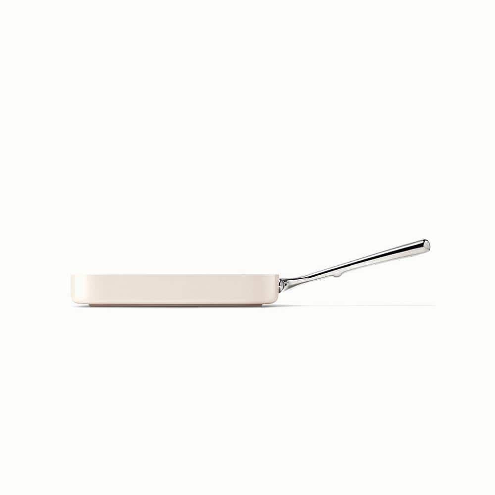 Square 1-Piece Ceramic Nonstick Grill Pan in Cream - Hercitys