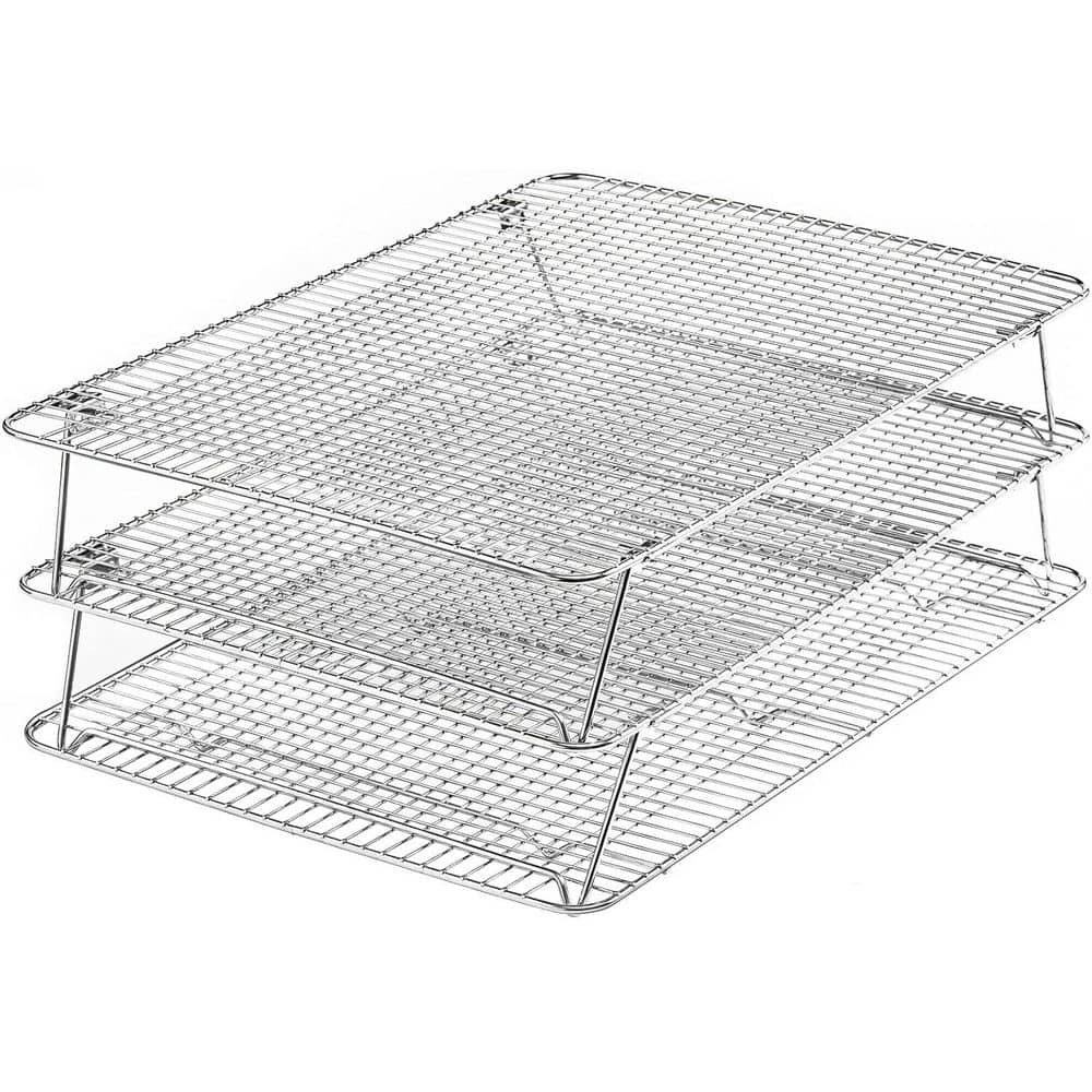 Stainless Steel Stackable Cooling Rack 3 Tier 12×16.5 Oven Dishwasher Safe Fits Half Sheet For Baking Cookies Cakes - Hercitys