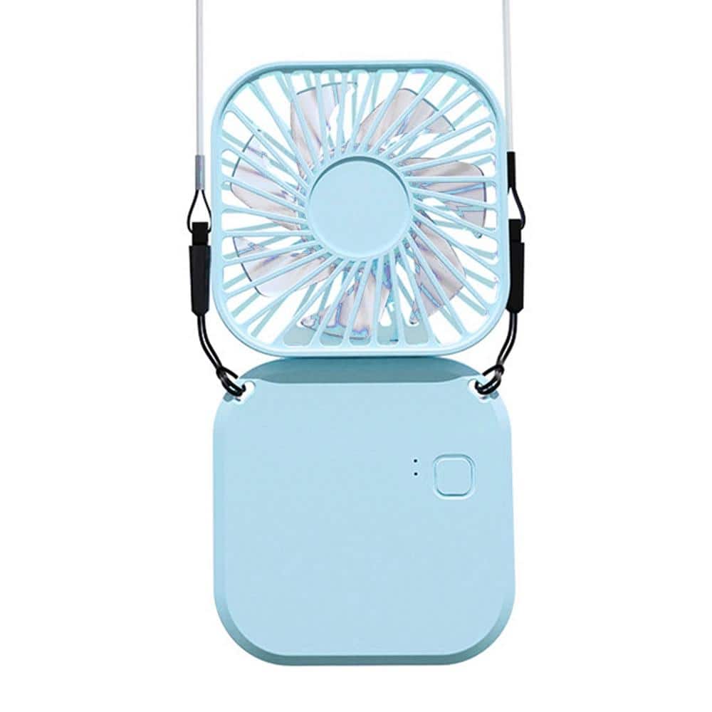 Portable Handheld 800mAh Battery USB Rechargeable 2.75 in. 3 Fan Speeds Folding Desk Fan in Blue with Silent Operation - Hercitys