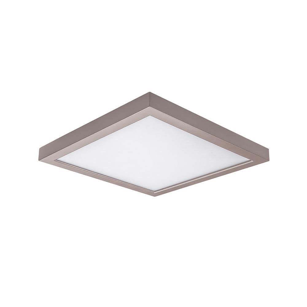 Square 11 in. 1-Light Brushed Nickel LED Flush Mount 3000K - Hercitys