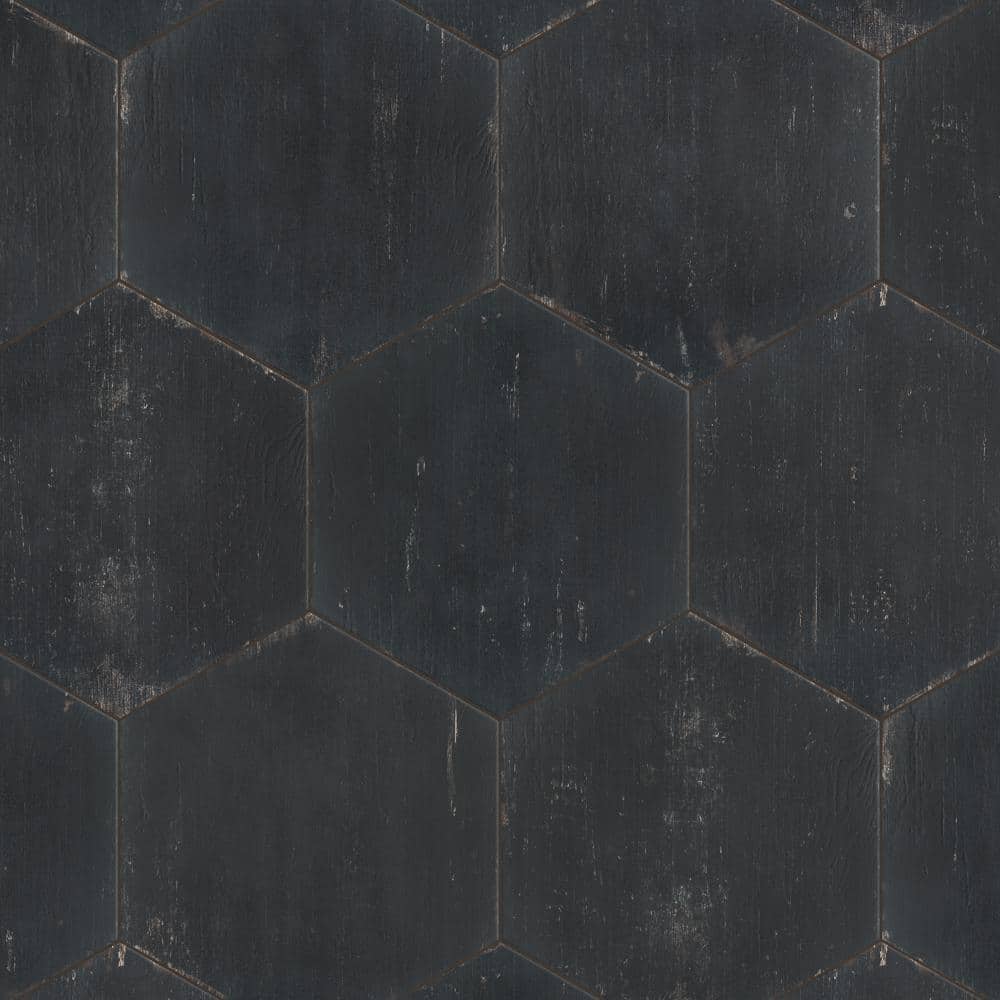 Retro Hex Nero 14-1/8 in. x 16-1/4 in. Porcelain Floor and Wall Tile (11.07 sq. ft./Case) - Hercitys