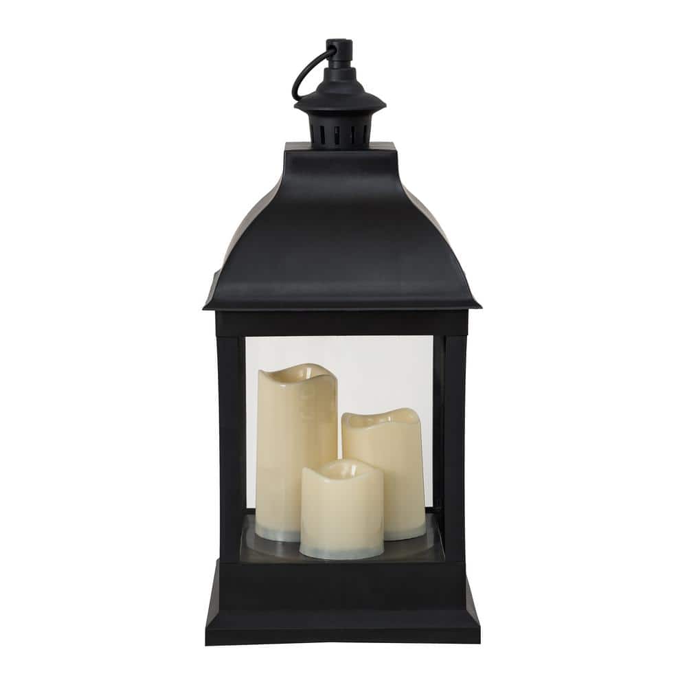 Osborne 20 in. in Classic Black Outdoor Battery Powered Lantern Scone with LED Bulb Included - Hercitys