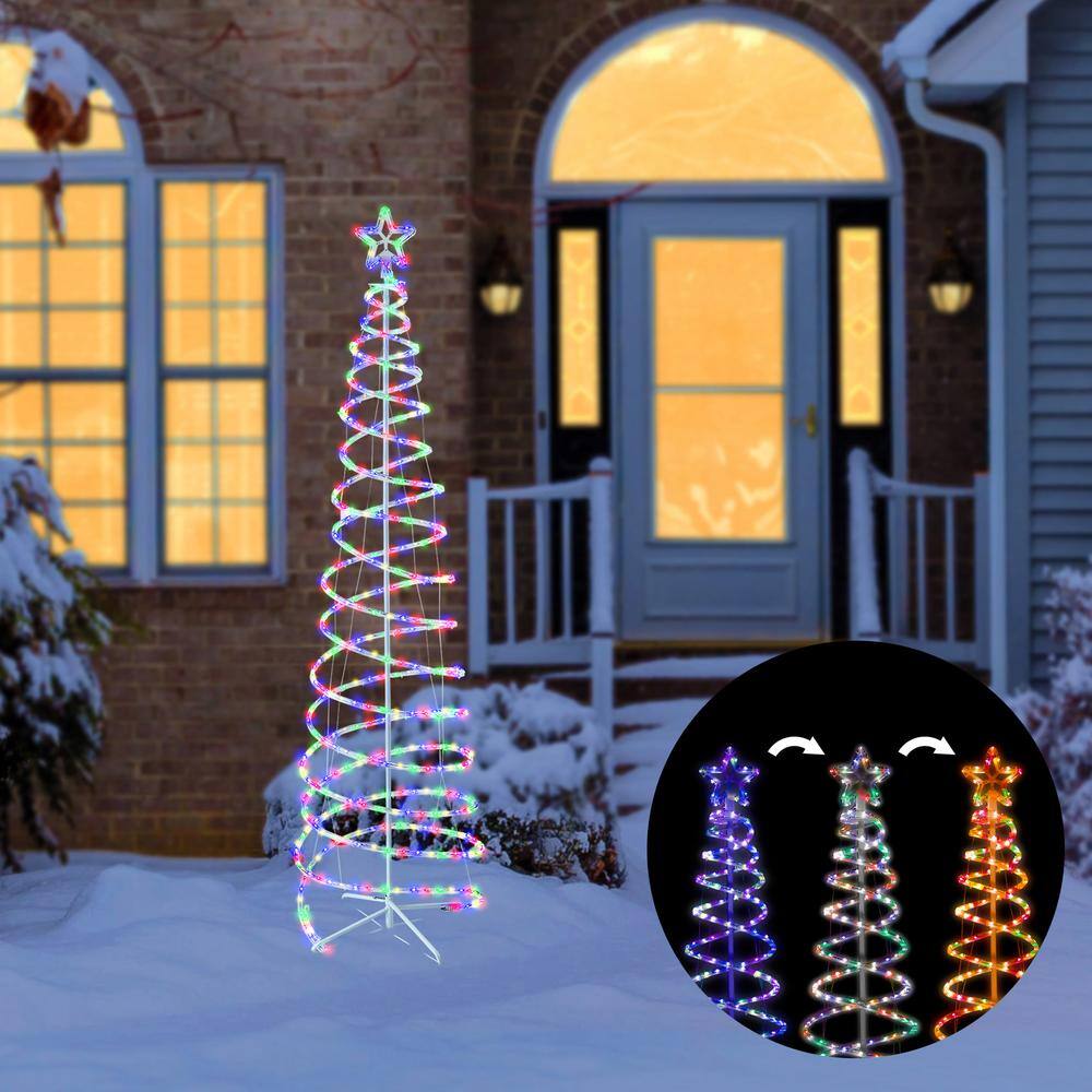 Multi-Function Artificial Spiral Christmas Tree with Multi-Color LED Lights - Hercitys