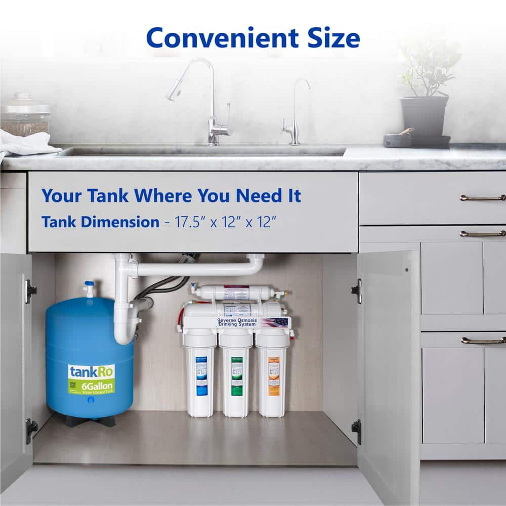 tankRO – RO Water Filtration System Expansion Tank – 6 Gal. Water Capacity – Reverse Osmosis Storage Pressure Tank - Hercitys