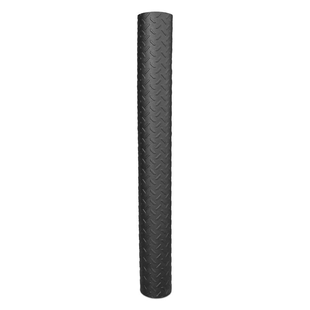 HUSKY Garage Flooring Roll Black with Diamond Plate texture PVC 36 in. x 64 in. x 0.11 in. 1-PK (16 sq. ft.) - Hercitys