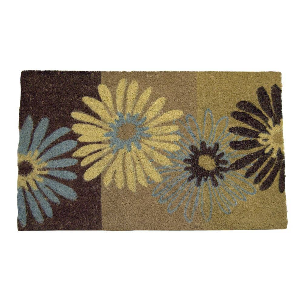 Earthtone Floral Multi Color Daisy 18 in. x 30 in. Coir with PVC Backing Doormat - Hercitys