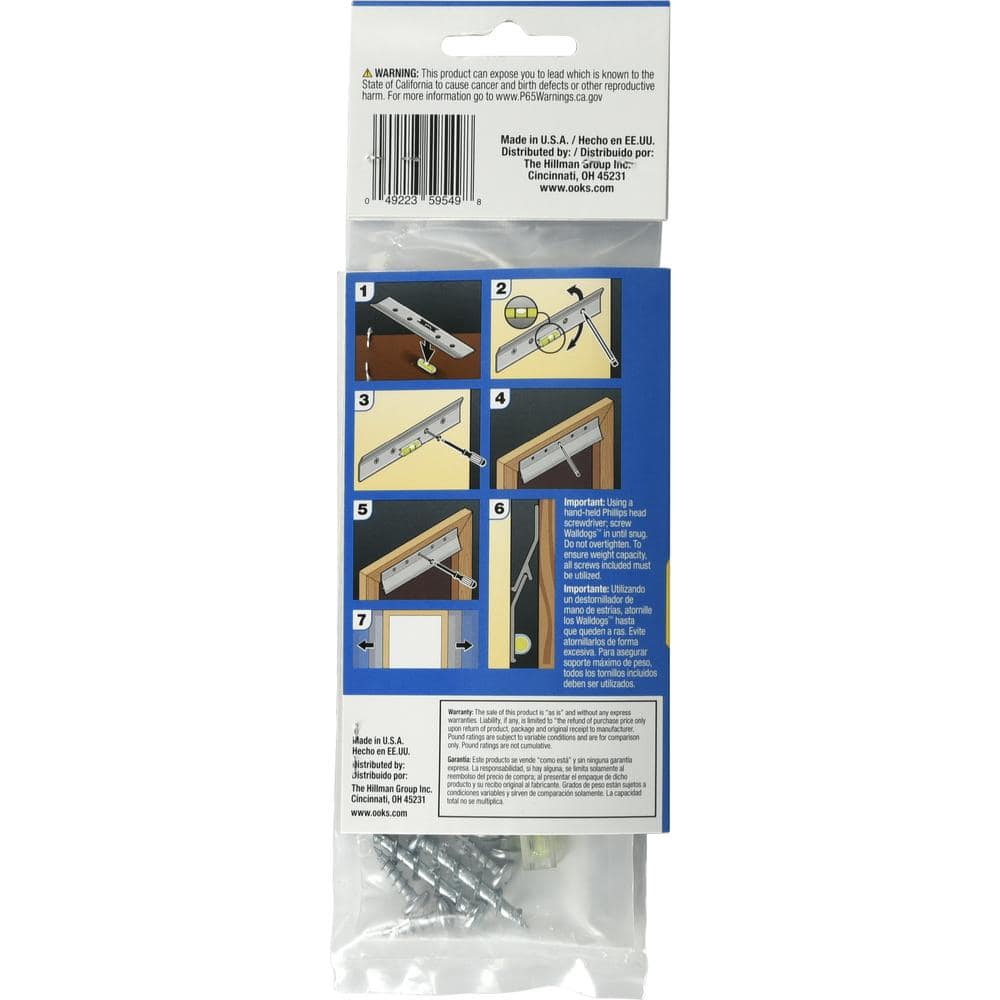 6 in. Aluminum French Cleat Picture Hanger Kit with Borefast Mounting Screws (7-Piece) - Hercitys