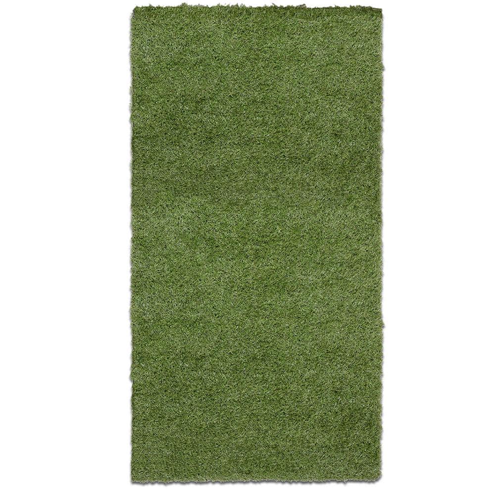 Evergreen Collection Waterproof Solid 3 ft. x 5 ft. Indoor/Outdoor Artificial Grass Runner Rug, 2 ft. 7 in.x 5 ft. Green - Hercitys