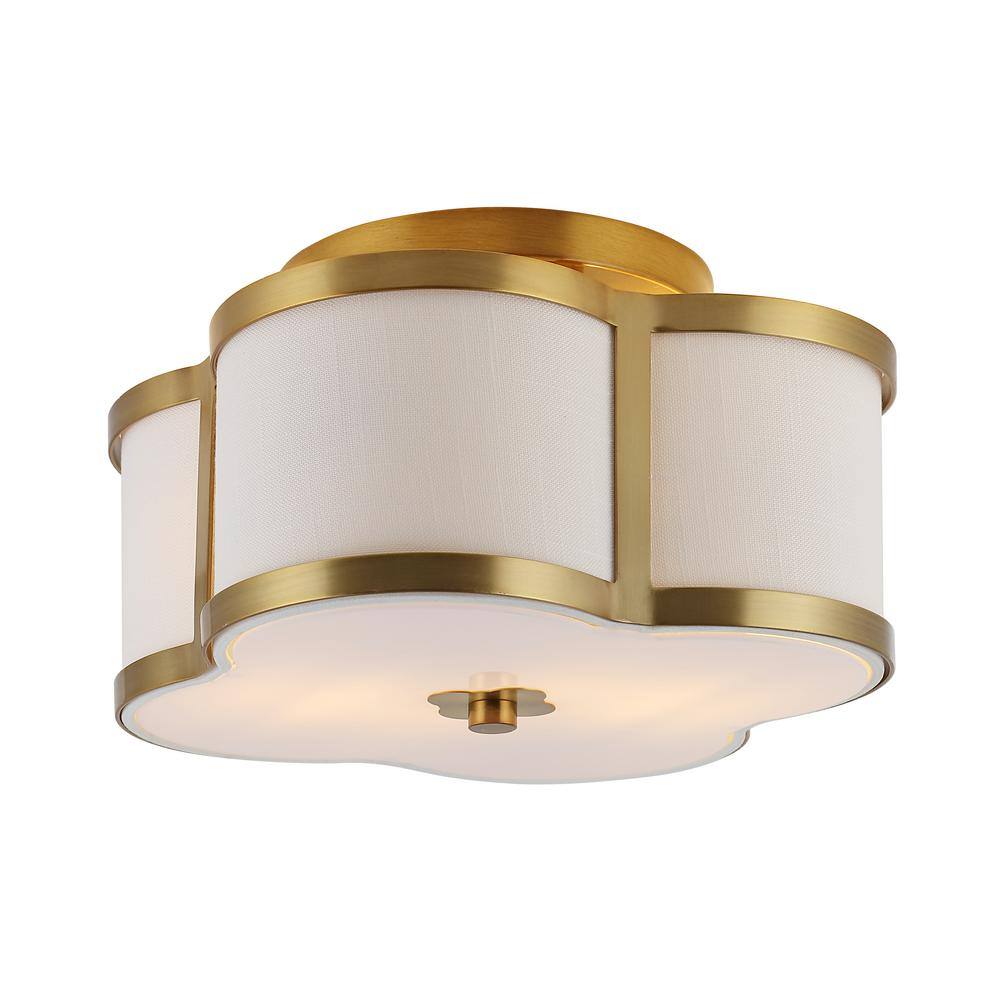 Quatrefoil 13 in. Brass Gold Metal Shade Scalloped Classic Glam LED Flush Mount - Hercitys