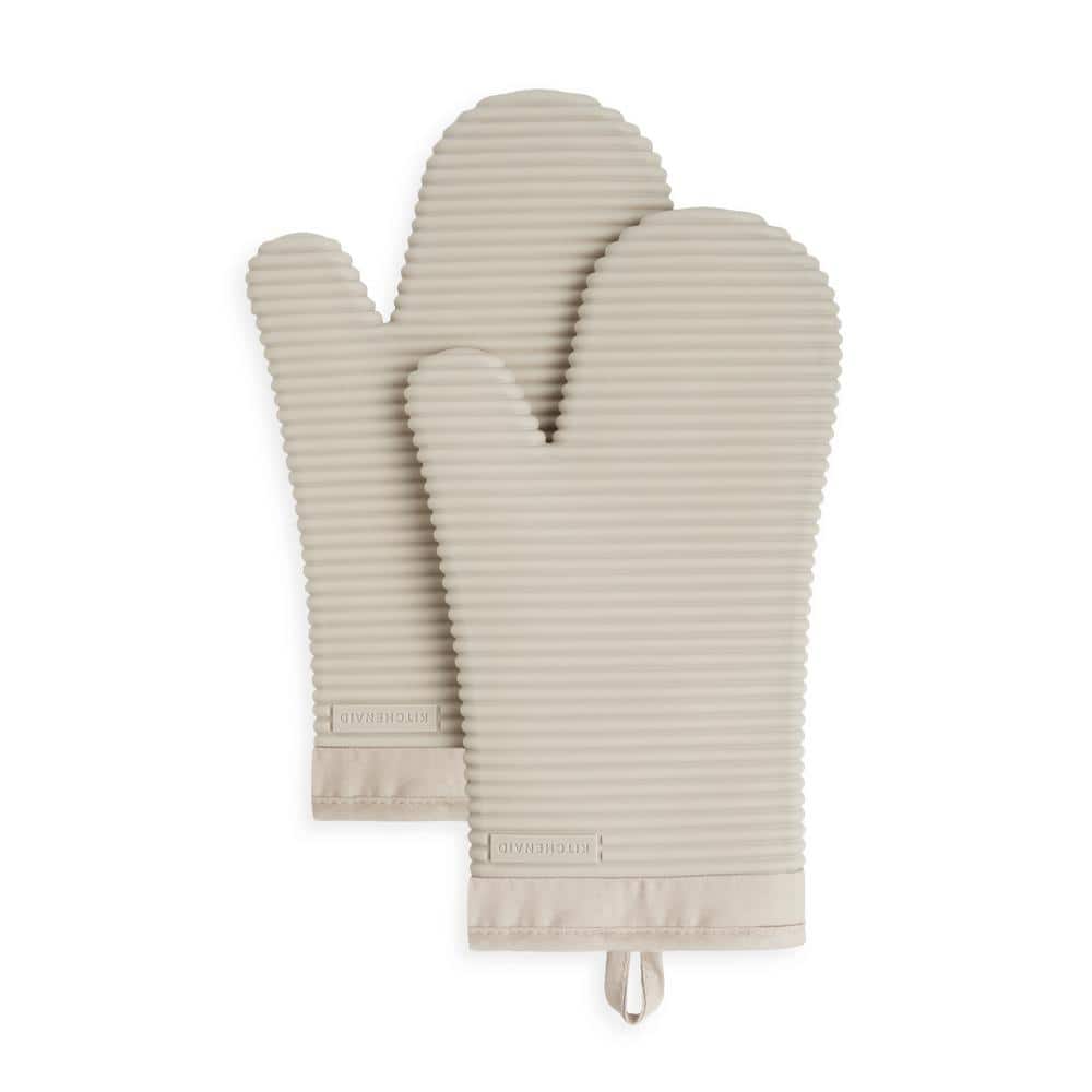 Ribbed Soft Silicone Tan Oven Mitt 2 Pack - Hercitys