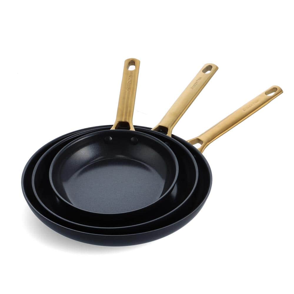 Reserve 3-Piece, 8 in., 10 in. and 12 in. Frypan Set in Black - Hercitys