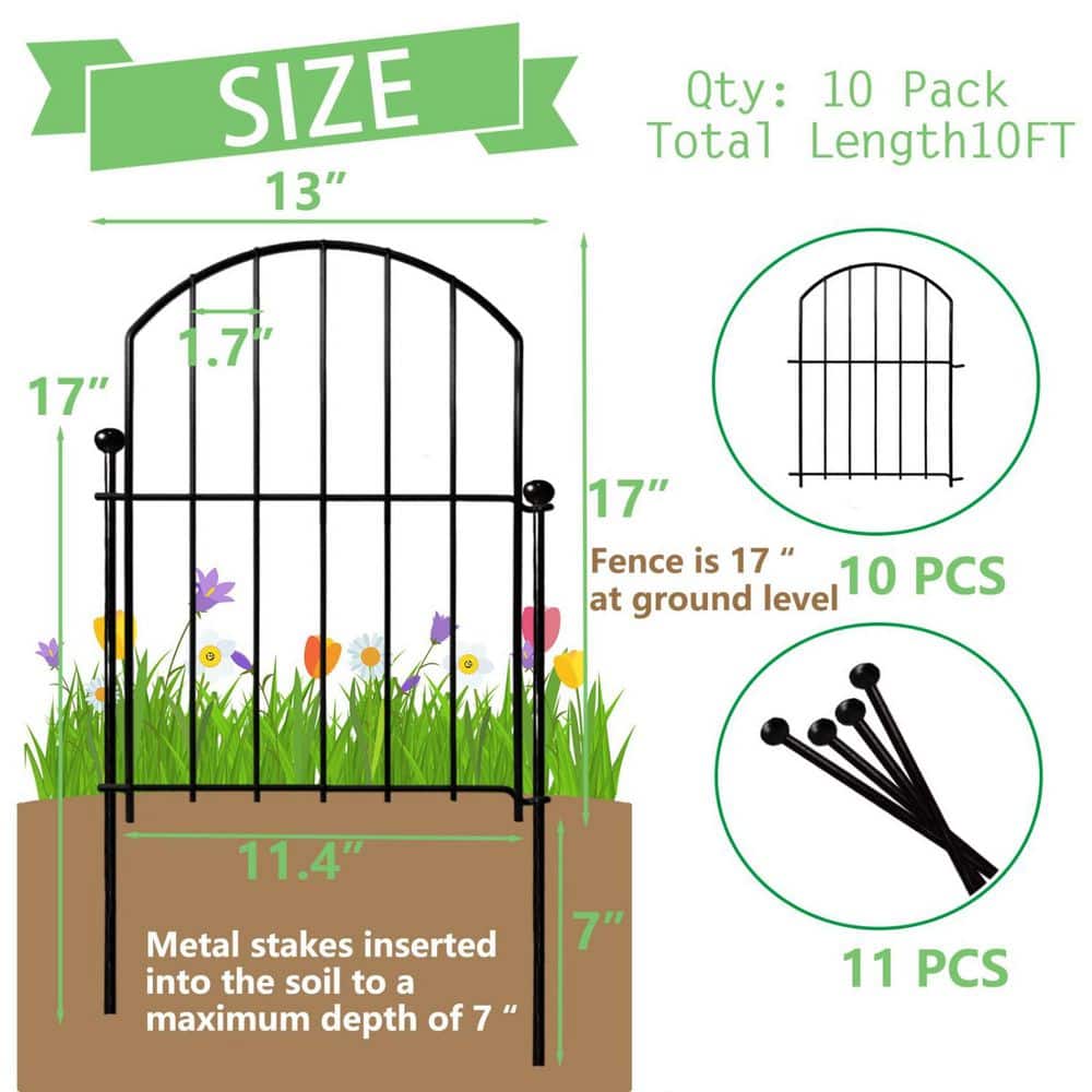 Metal Garden Fencing 26 Panels 17 in. (H) x 26 ft. (L) Rustproof Metal Wire Border Panel Fencing - Hercitys