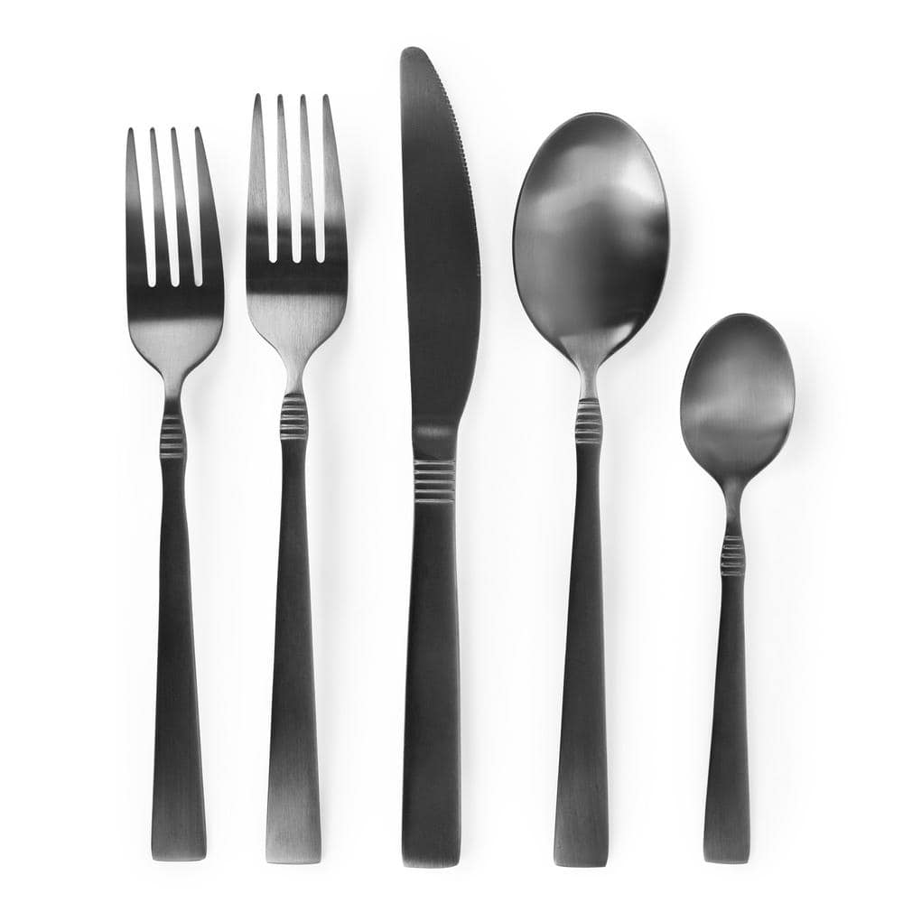 Cravat 20-Piece Matte Black Flatware Utensil Set, 18/10 Stainless Steel Silverware Metal (Service for 4) - Hercitys