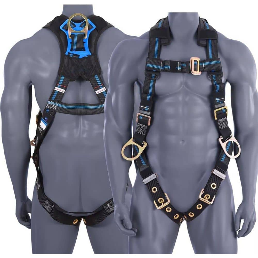 XL/2XL Fall Protection Safety Harness Kit OSHA ANSI Compliant Ergonomic Breathable Durable Adjustable High Capacity - Hercitys