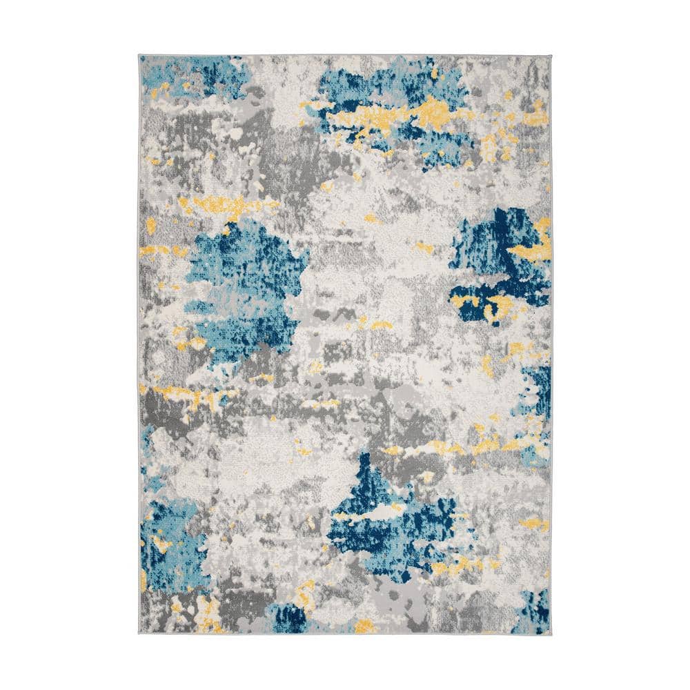 Transitional Distressed Modern Cream 5 ft. x 7 ft. Area Rug - Hercitys