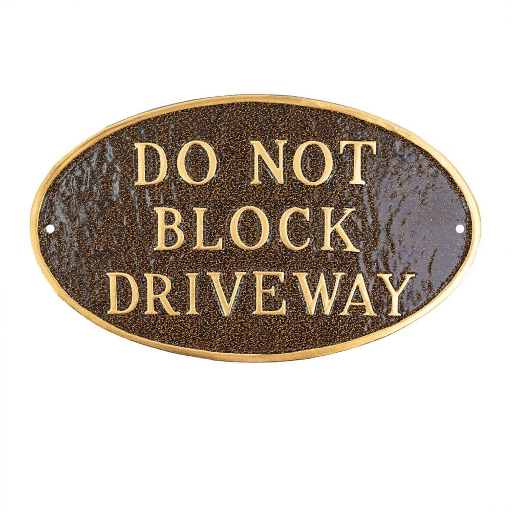 6 in. x 10 in. Small Oval Do Not Block Driveway Statement Plaque Sign-Hammered Bronze - Hercitys