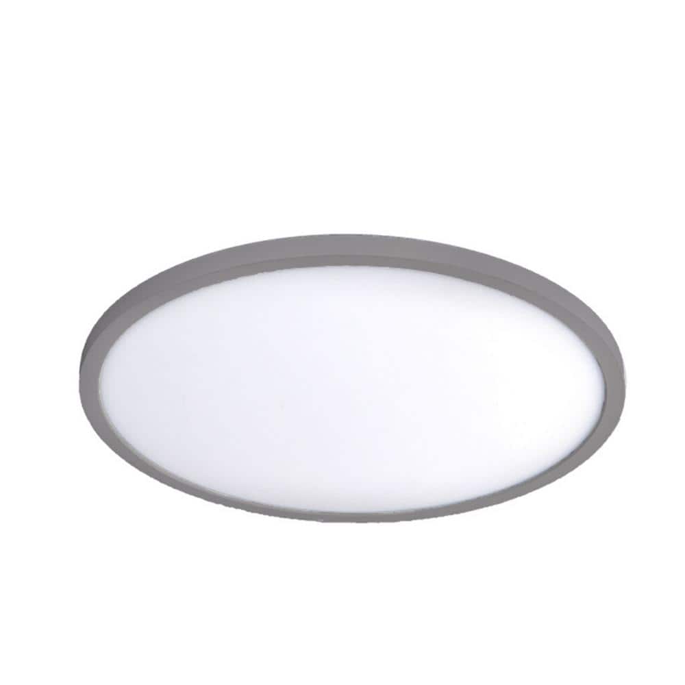 Round 15 in. 1-Light Brushed Nickel LED Flush Mount 3000K - Hercitys