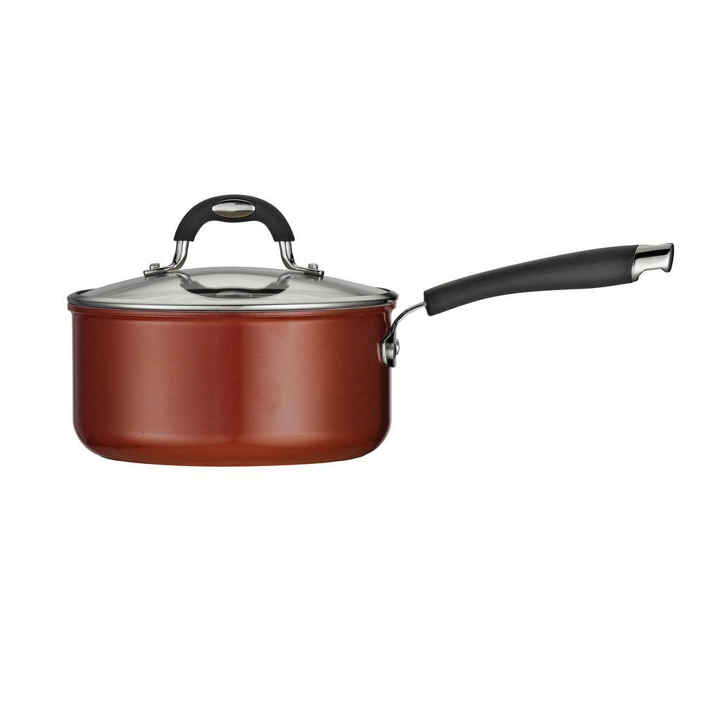 Style Ceramica 3 qt. Aluminum Ceramic Nonstick Sauce Pan in Copper with Glass Lid - Hercitys