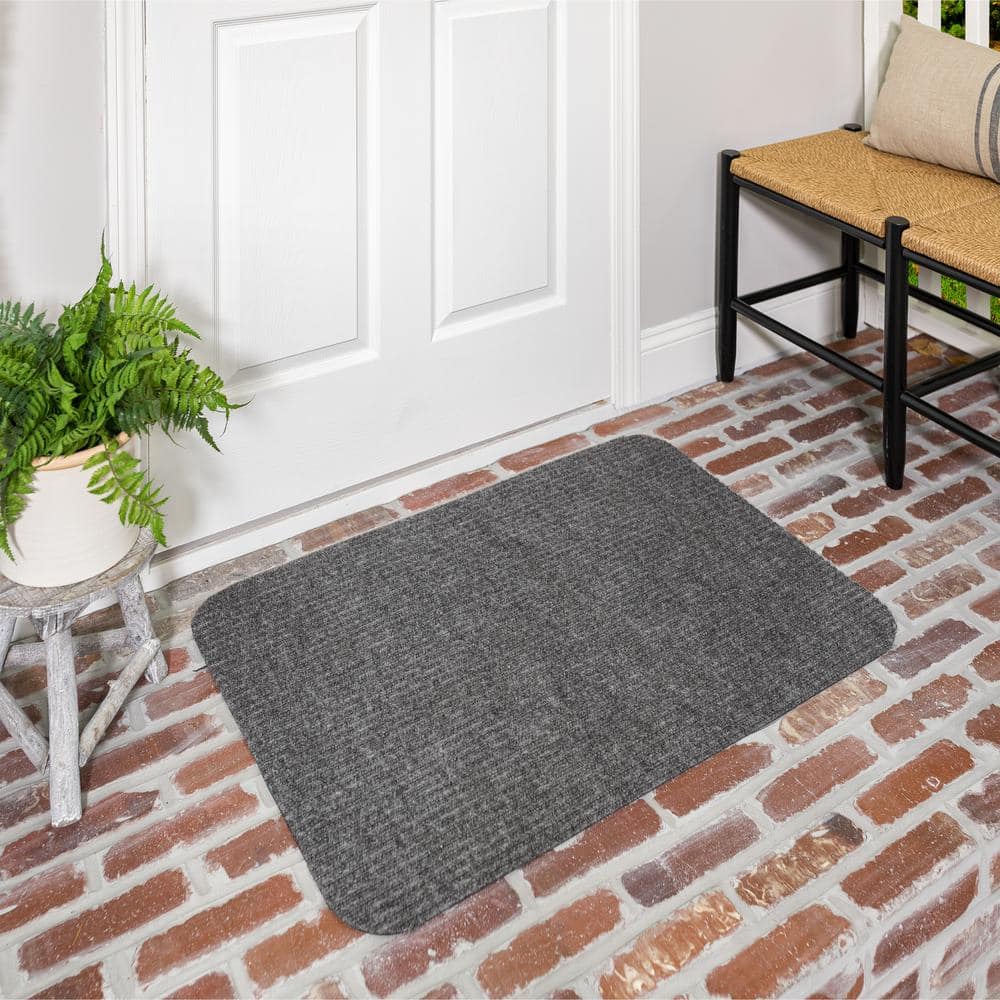 Striped Utility Mat Grey Indoor/Outdoor 18 in. x 30 in. Utility Door Mat - Hercitys