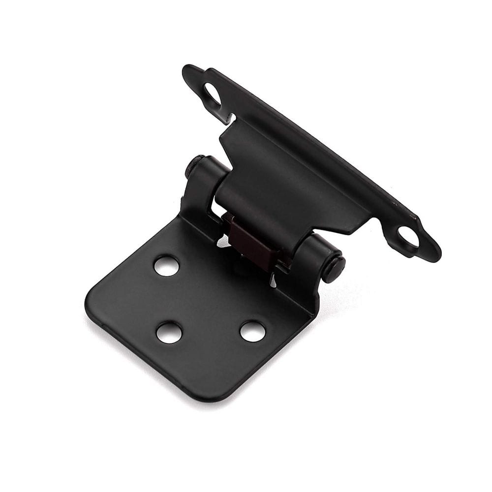 60-Pack (30 Pairs) 1/2 in. Overlay Self-Closing Kitchen Cabinet Hinges with Door Bumpers and Screws, Black - Hercitys