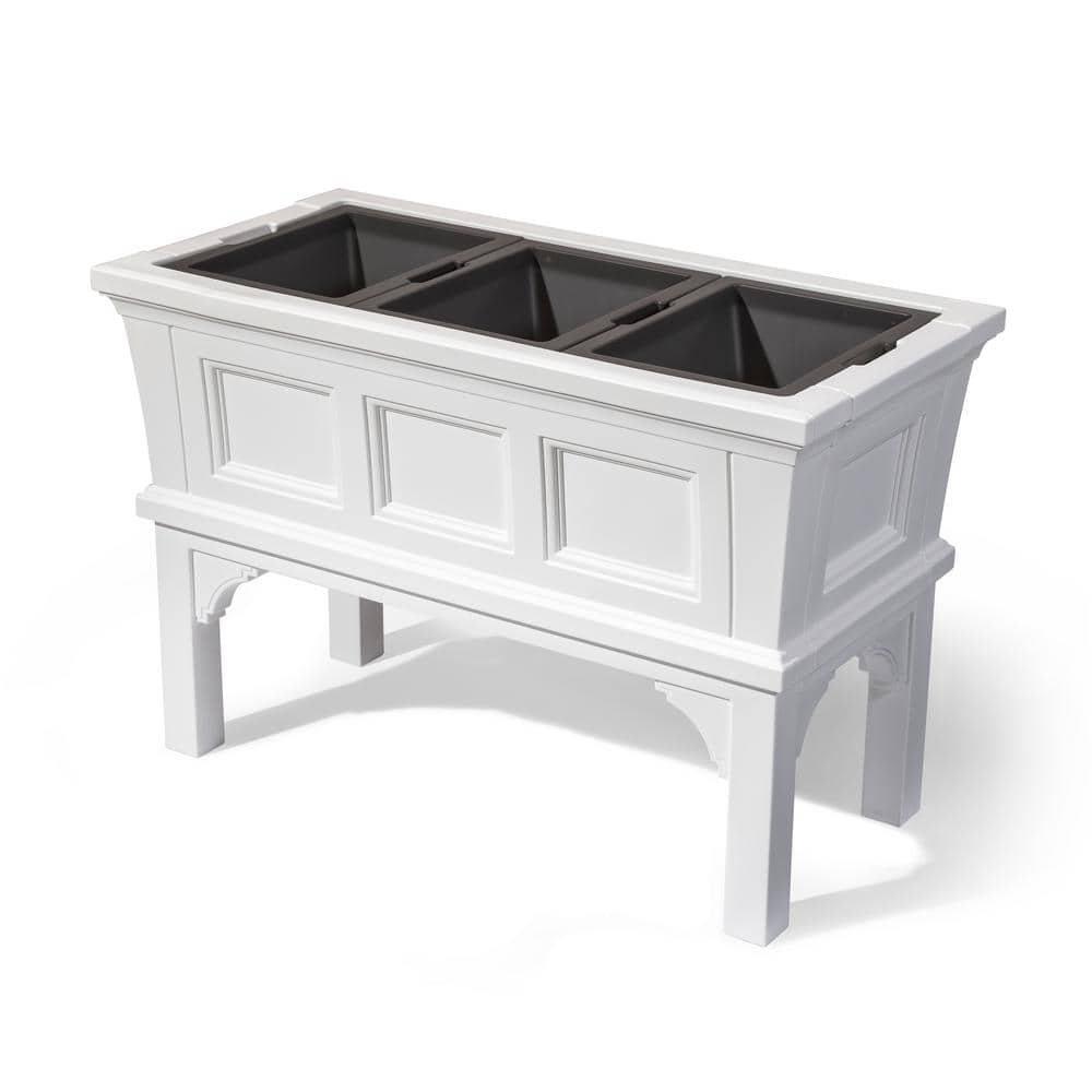 Atherton Large 24 in. H x 39 in. W x 19.5 in. D Classic White Resin Rectangular Indoor/Outdoor Raised Planter Box - Hercitys