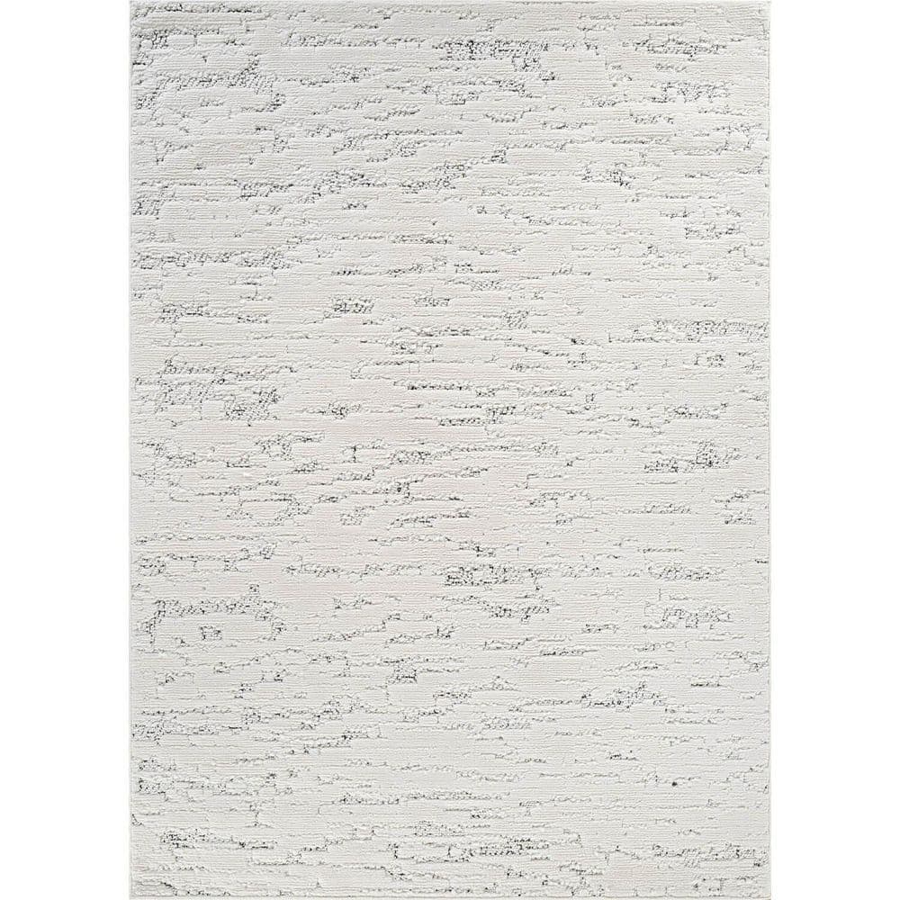 Cloudy Touch White/Black 5×7 ft. Abstract Indoor Area Rug - Hercitys