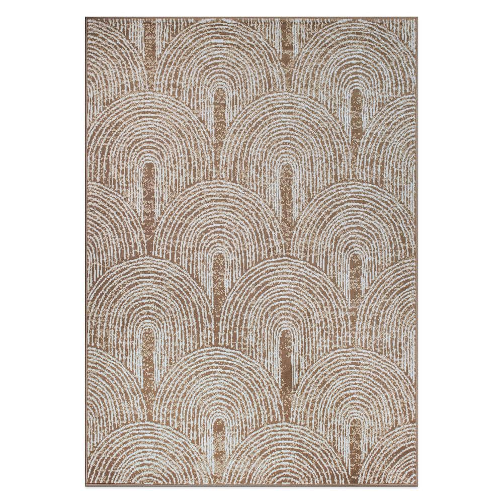 Milan 5 ft. X 7 ft. Brown Contemporary Bohemian Arch Area Rug - Hercitys