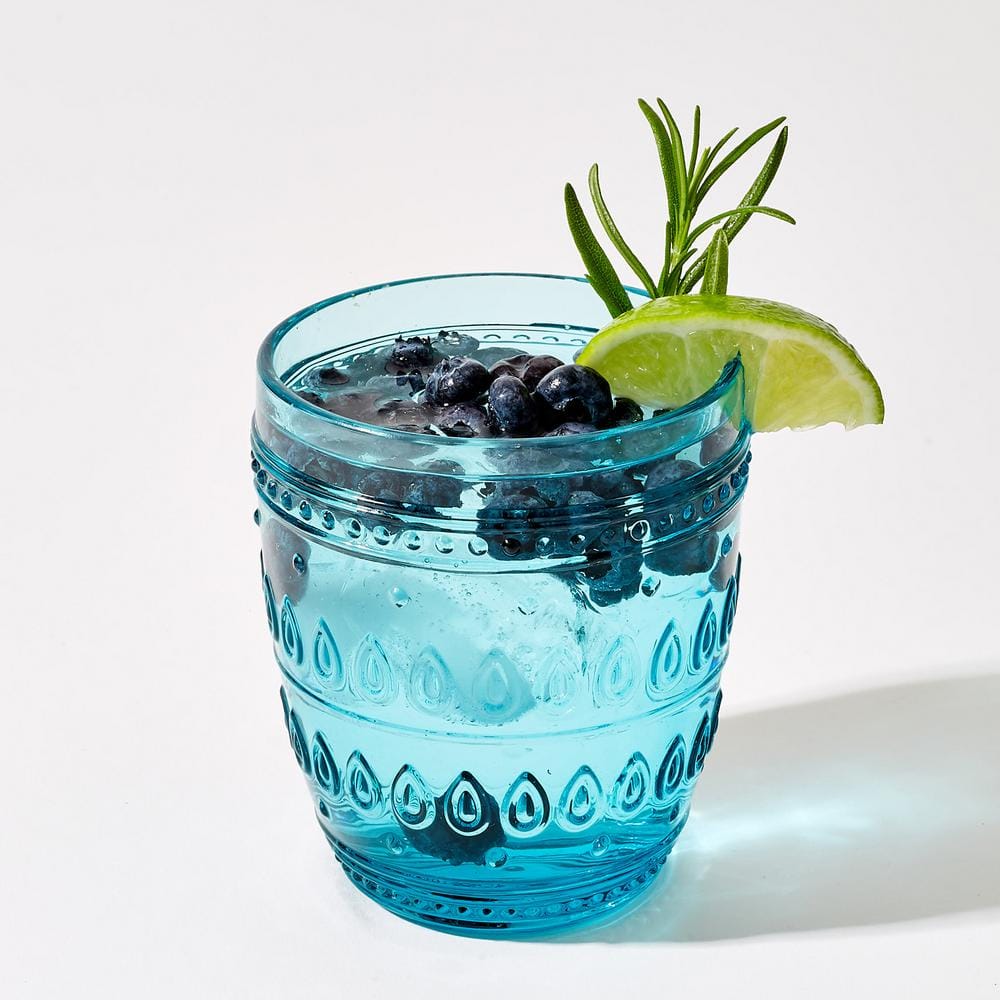 Fez 12 oz. Turquoise Old Fashion Glass Set (4-Piece) - Hercitys