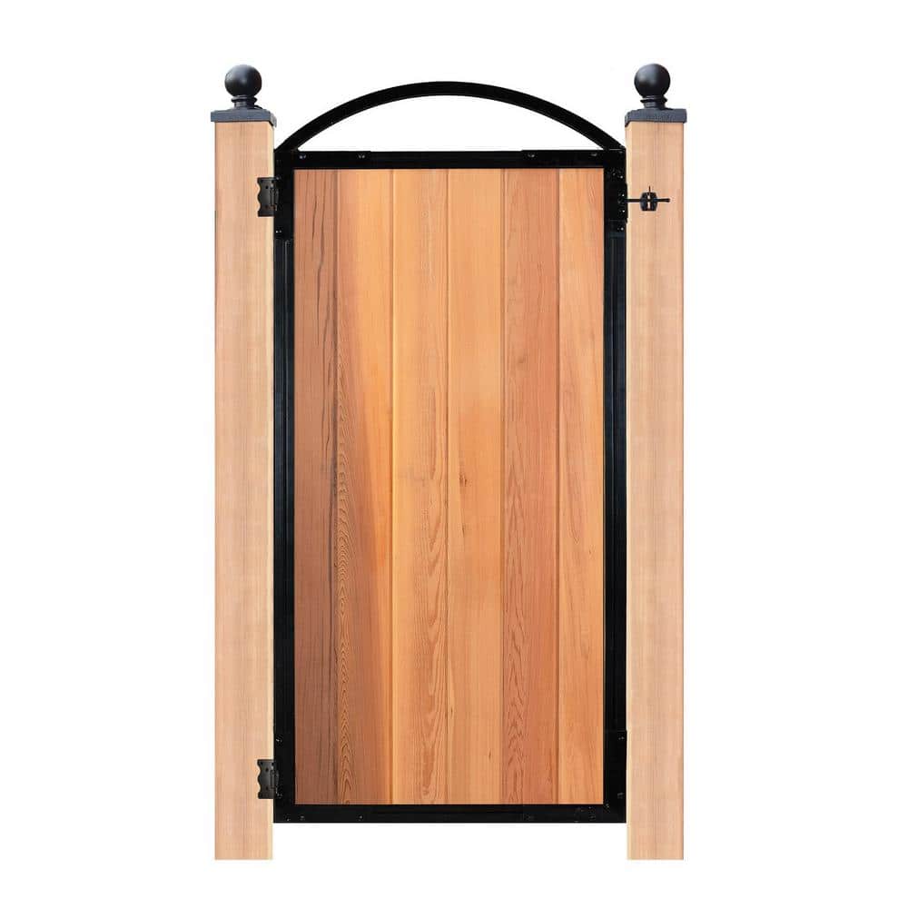 Black Galvenized Steel 6-Board Gate Frame for 36.25 in. W Opening with Removable Arch - Hercitys