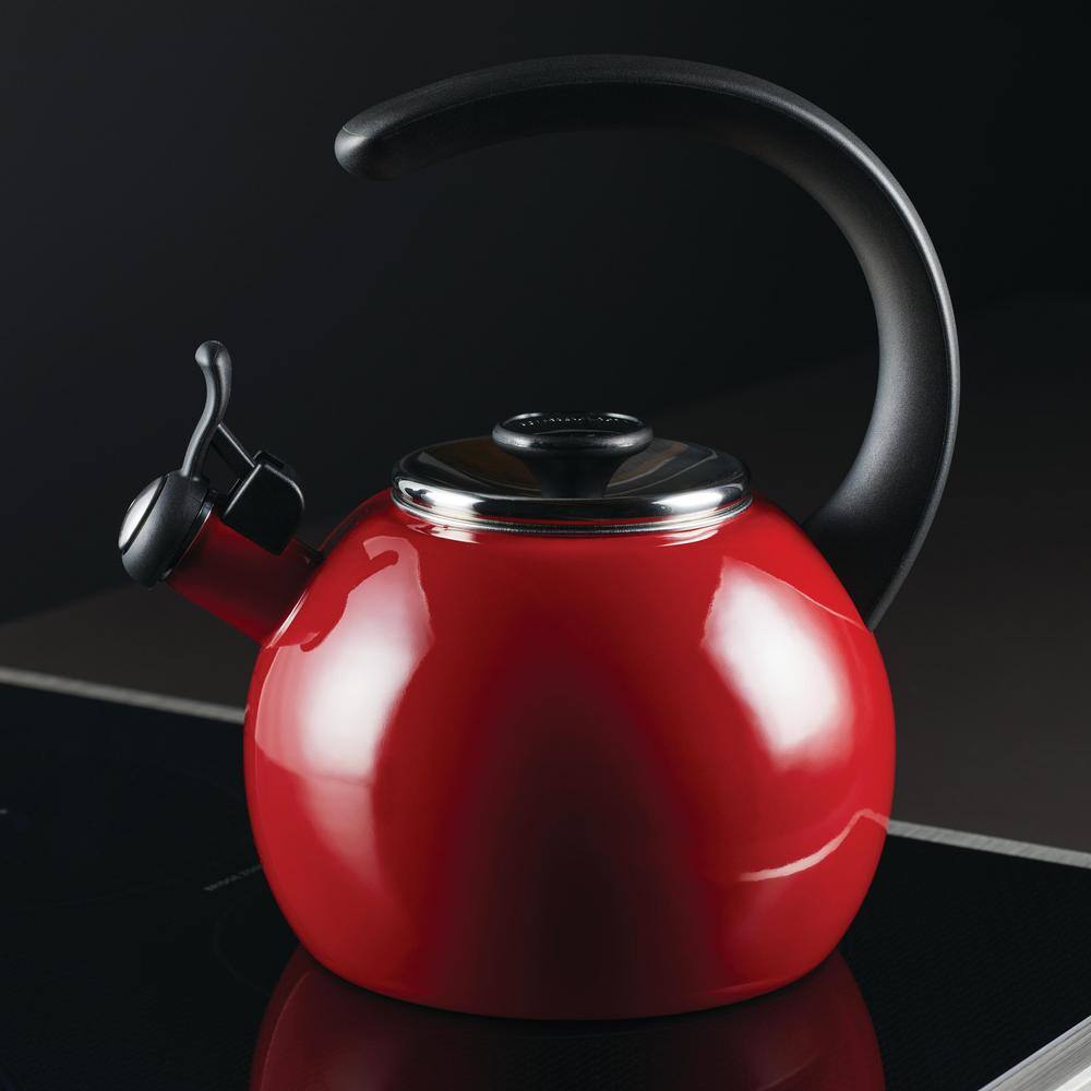 8-Cup Enamel on Steel Induction Stovetop Teakettle with Flip-Up Spout - Hercitys