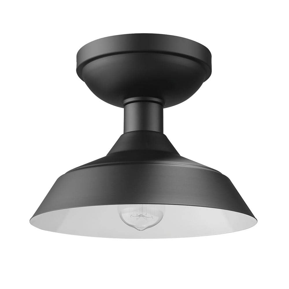 Kurt 1-Light Matte Black Outdoor Indoor Flush Mount Ceiling Light - Hercitys