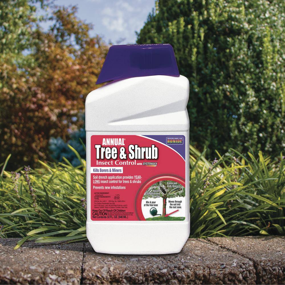 Annual Tree and Shrub Insect Control with Systemaxx, 32 oz. Concentrate, Year Long Protection and Bug Killer - Hercitys